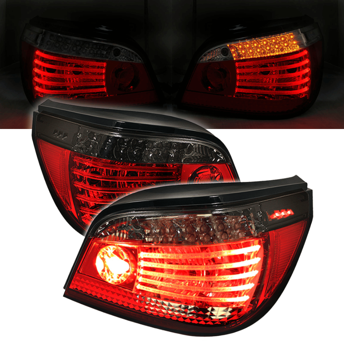 LED Rückleuchten Set Rot Smoke für BMW 5er E60 LCI Limousine 2007–2009 mit Dynamischem Blinker