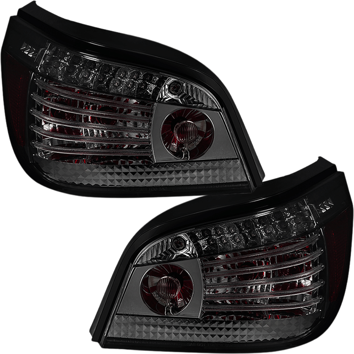 Schwarze LED Rückleuchten für BMW E60 E61 mit getöntem Glas und dynamischem Blinker