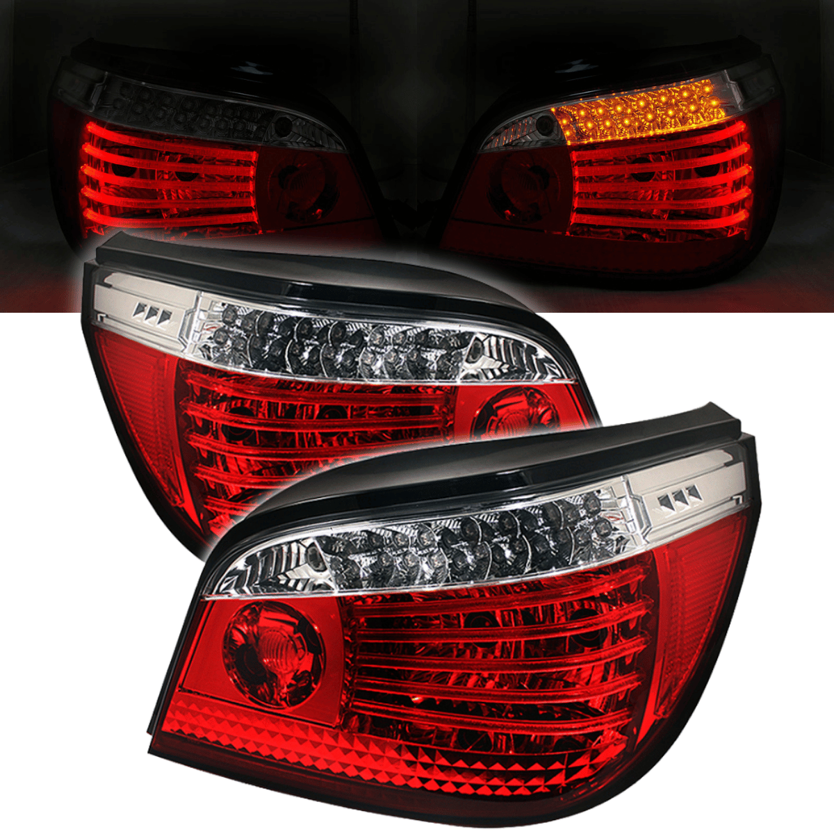 LED Rückleuchten Set rot weiß für BMW E60 mit dynamischem Blinker, CR-Tuning