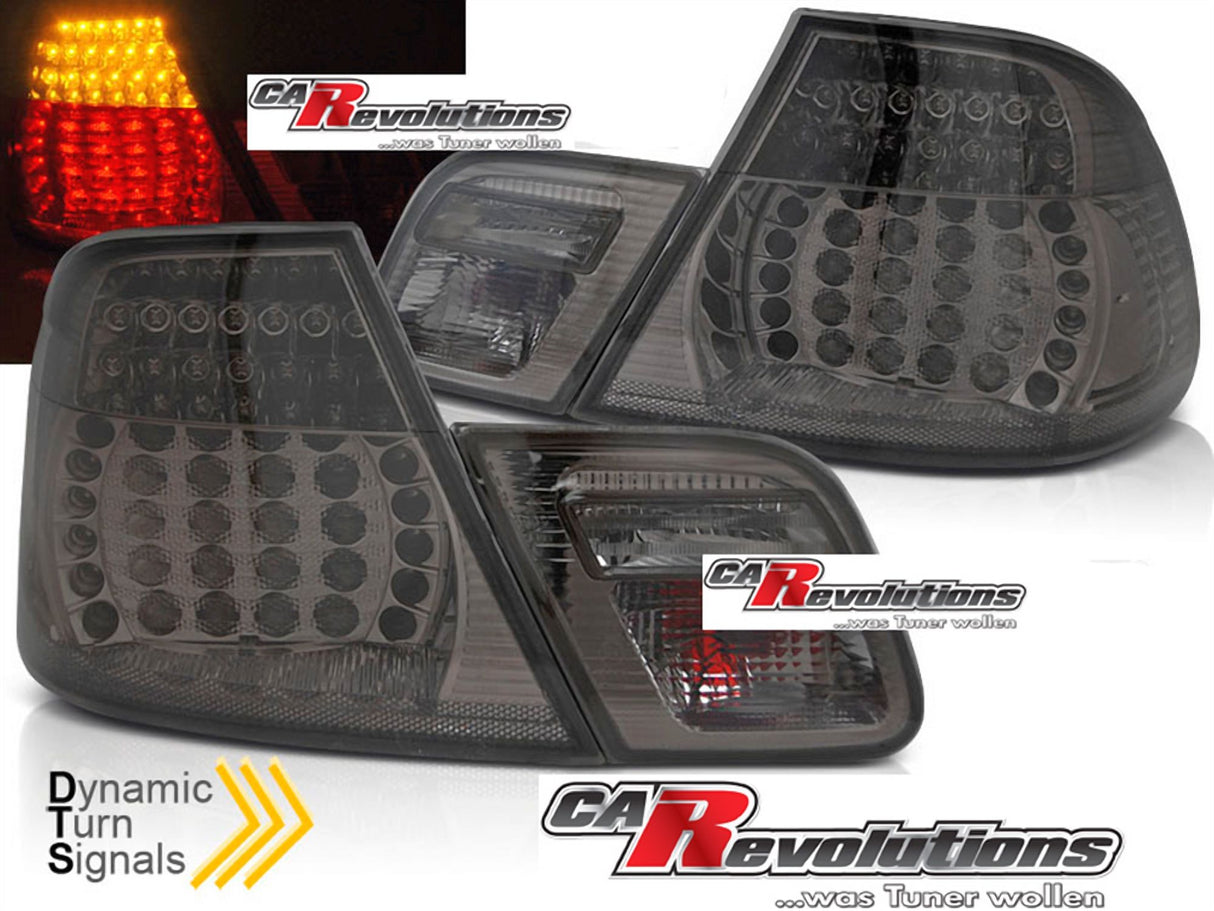 Dynamische LED Rückleuchten smoke für BMW E46 Coupe, mit CR-Tuning Logo