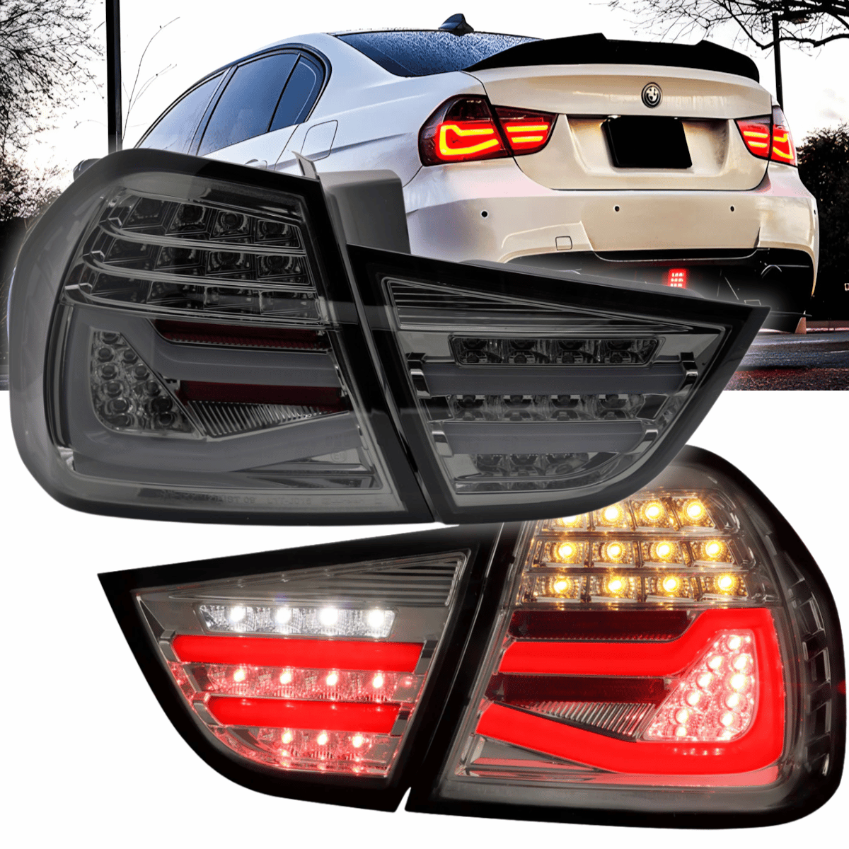Voll LED LightBar Rückleuchten Set Smoke für BMW 3er E90 LCI 2009-2011 Dynamischer Blinker