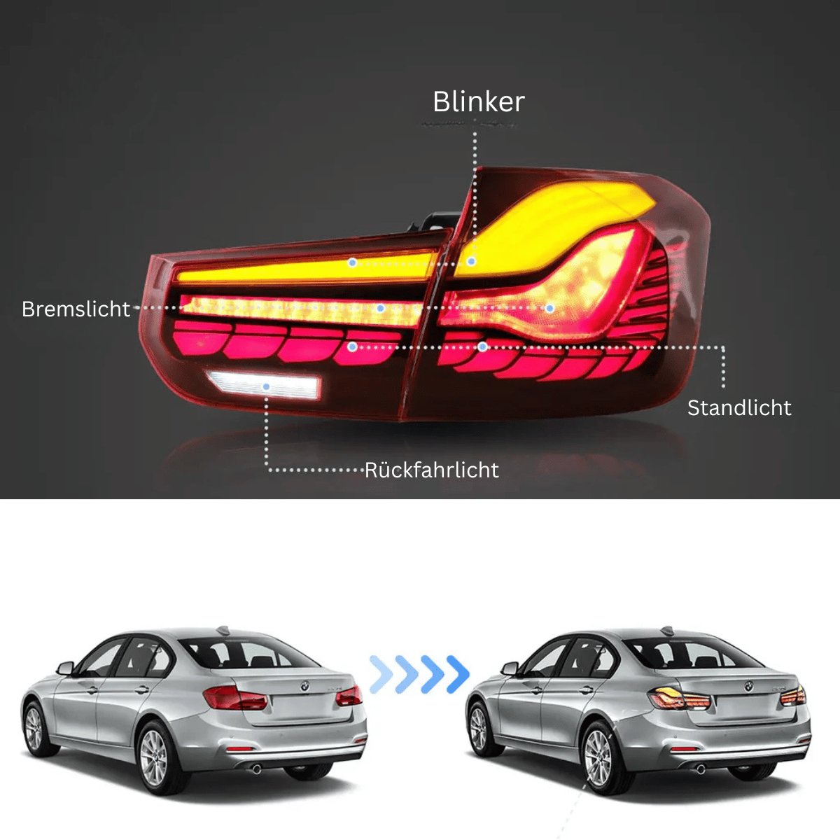 Voll OLED Rückleuchten Set Rot für BMW 3er F30 2011-2018 Limousine Welcome Light