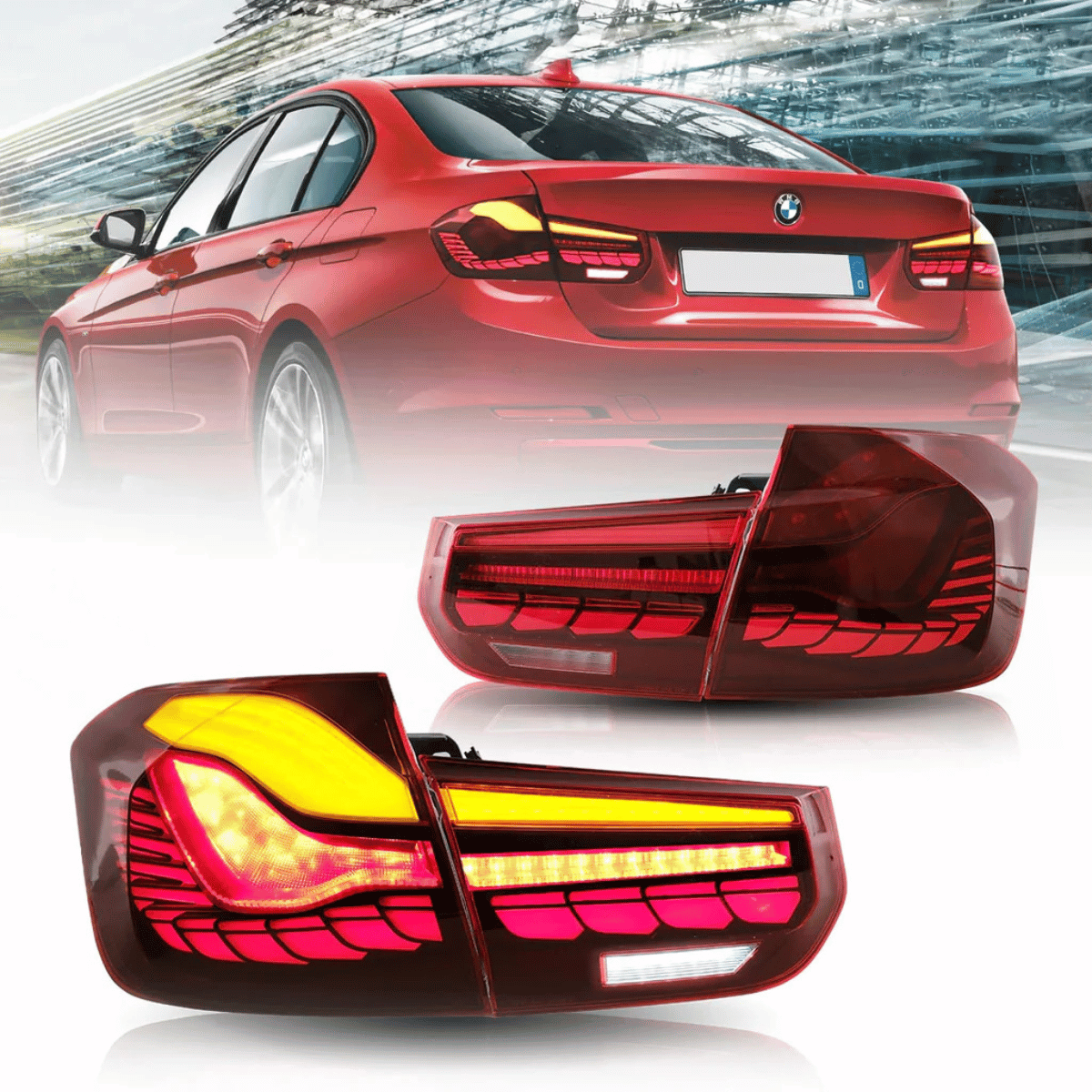 Voll OLED Rückleuchten Set Rot für BMW 3er F30 2011-2018 Limousine Welcome Light