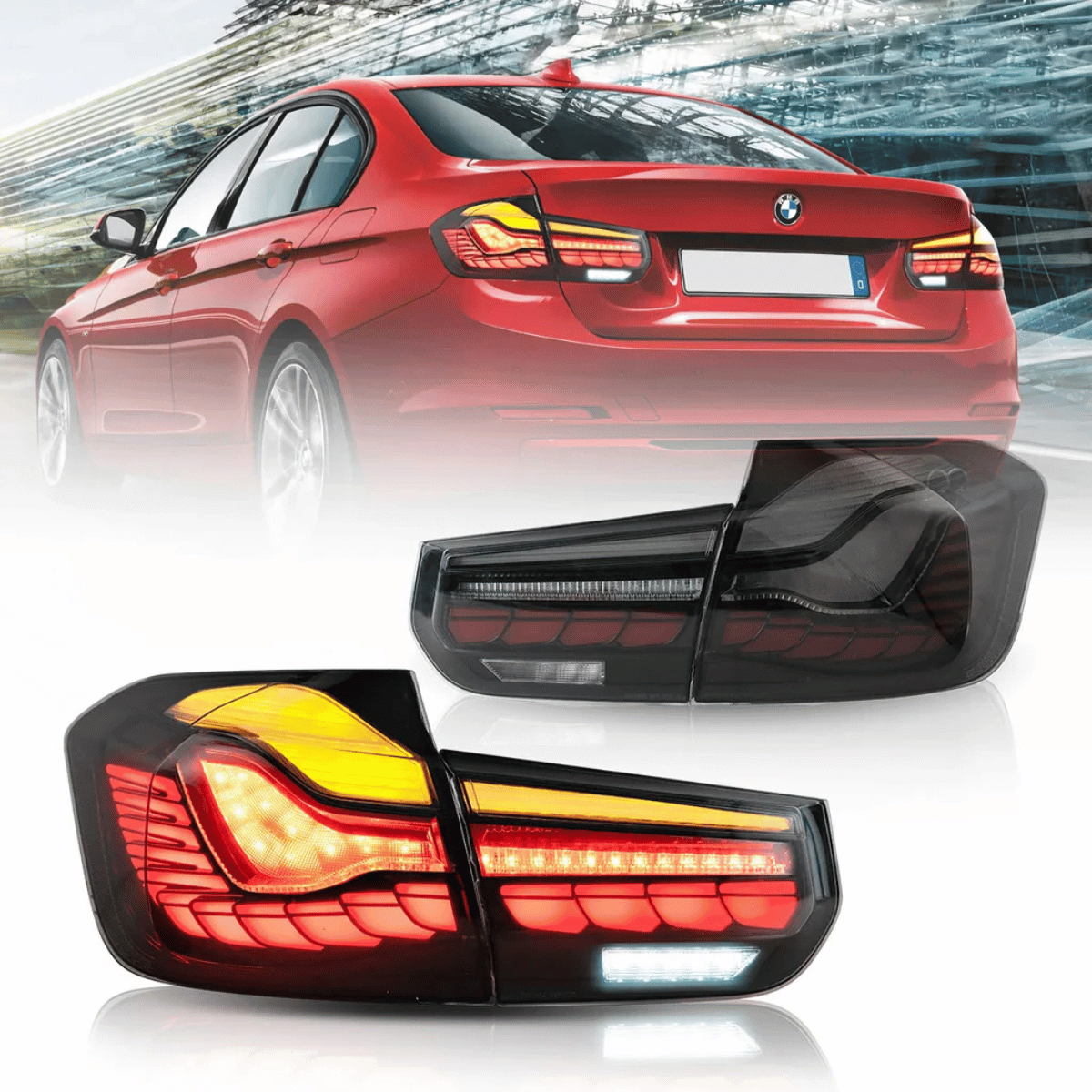 Voll OLED Rückleuchten Set Smoke für BMW 3er F30 2011-2018 Limousine Welcome Light