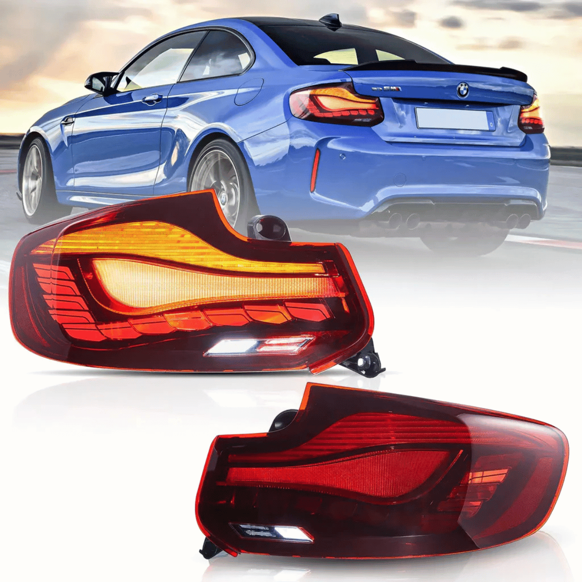 Voll OLED Rückleuchten Set Rot für BMW 2er F22 F23 M2 F87 2013-2021 Dynamische Blinker & Welcome Light