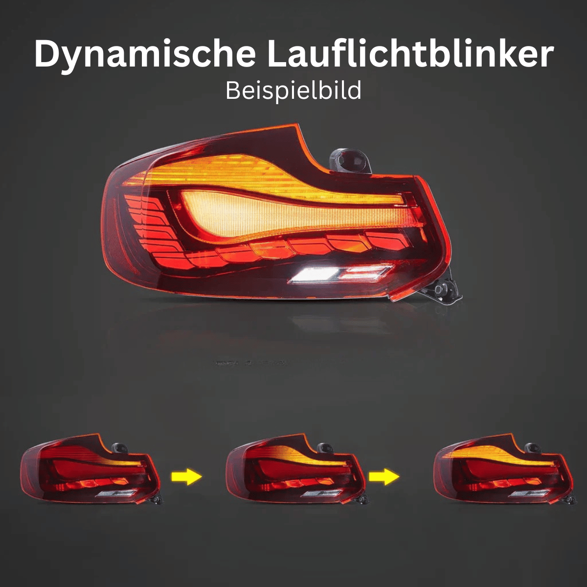 Dynamische LED-Rückleuchten für BMW, lauflicht Blinker Beispielbild, dynamische Blinkerfunktion