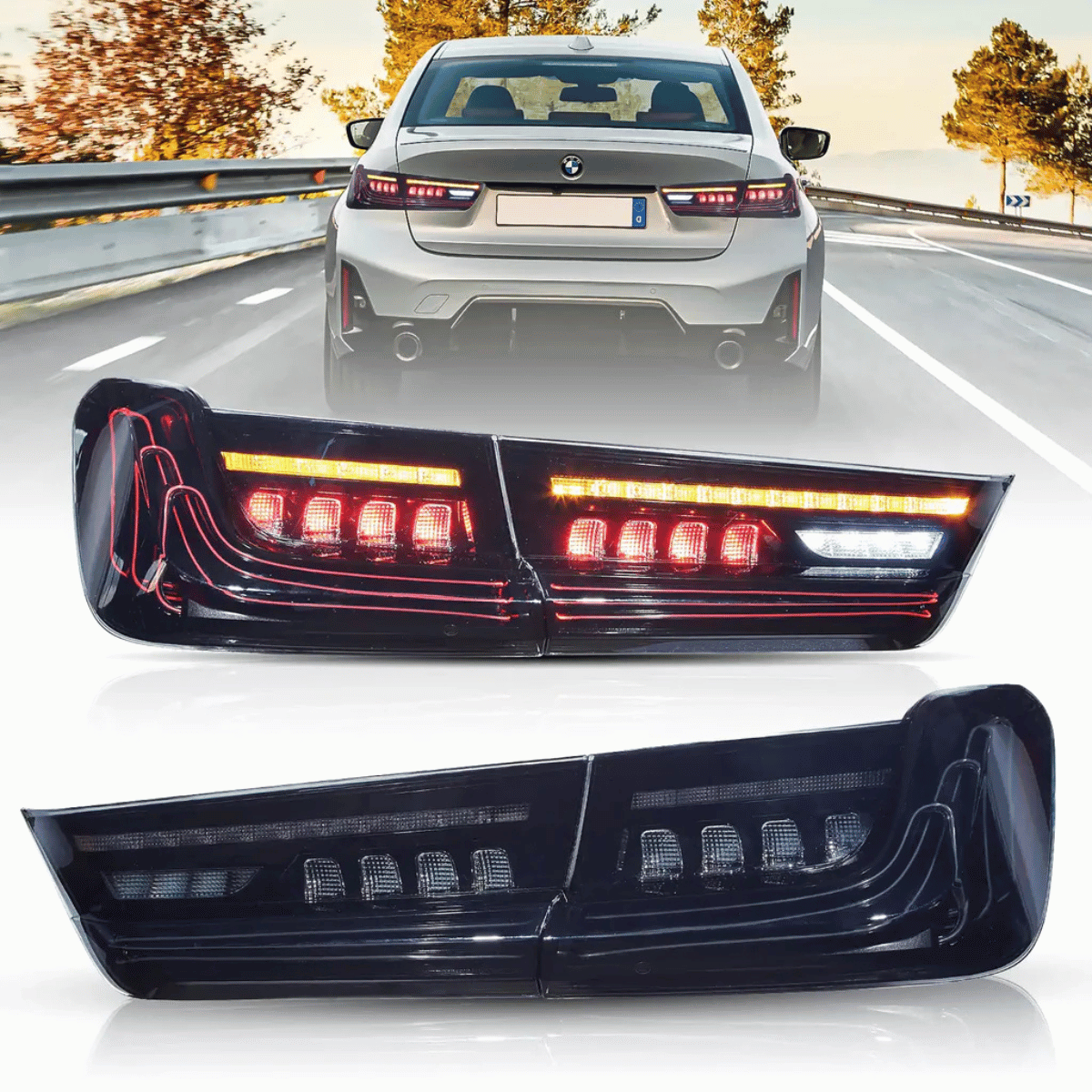 Voll LED Laser Rückleuchten Set in Smoke für BMW 3er G20 2019–2022