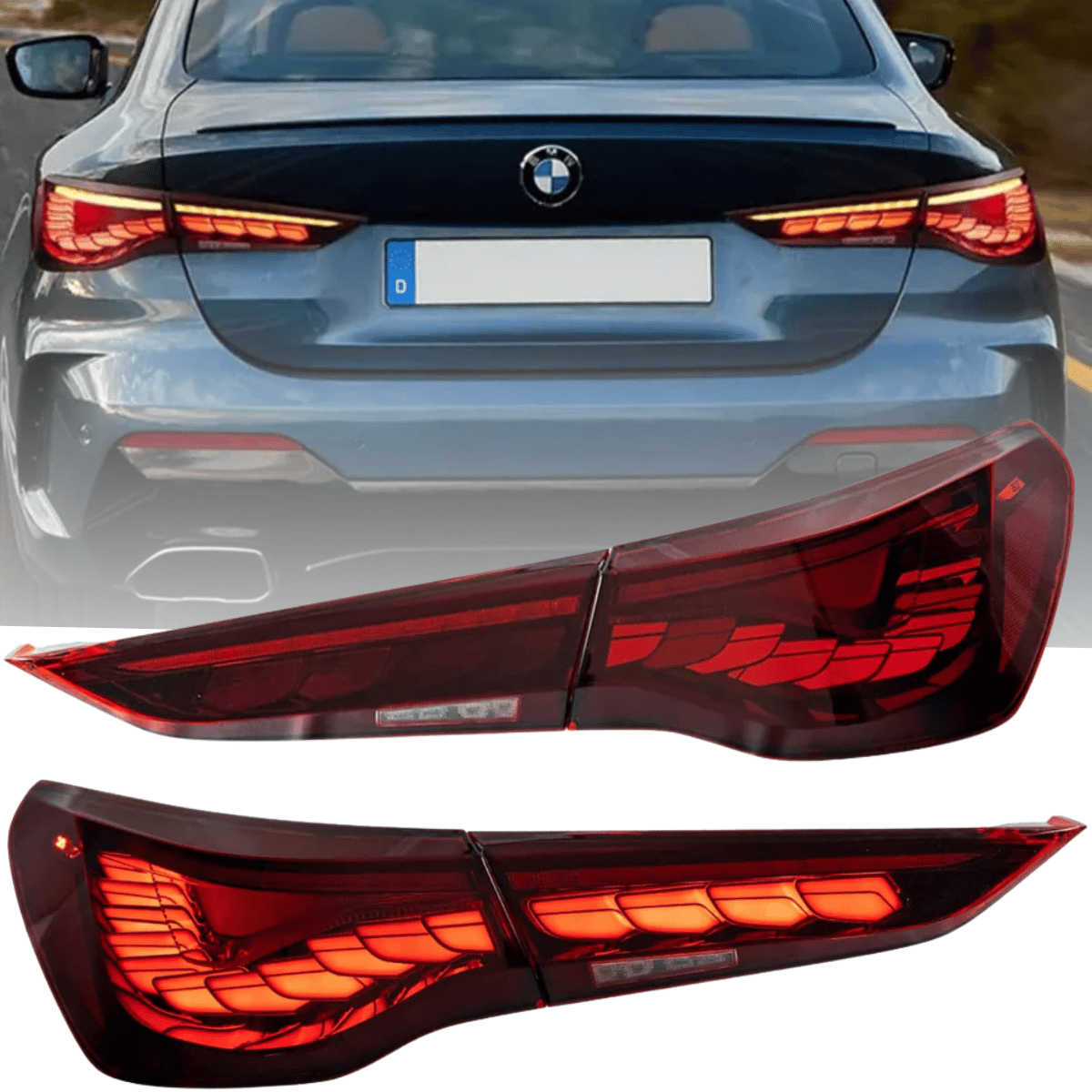 Voll OLED Rückleuchten Set Rot für BMW 4er G22 Coupe G23 Cabrio ab 2020 mit Welcome Light & dynamischen Blinkern