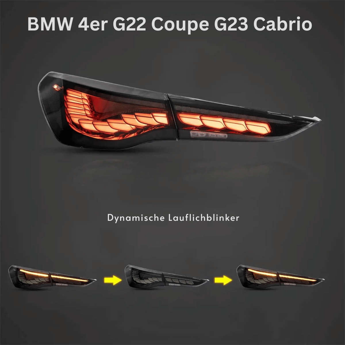 Voll OLED Rückleuchten Set Smoke für BMW 4er G22 Coupe G23 Cabrio ab 2020 mit Welcome Light & dynamischen Blinkern