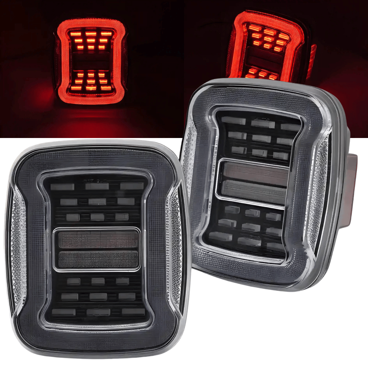 Voll LED Rückleuchten Set Klarglas für Jeep Wrangler YJ 1991–1996 & TJ 1996–2006 mit dynamischem Blinker