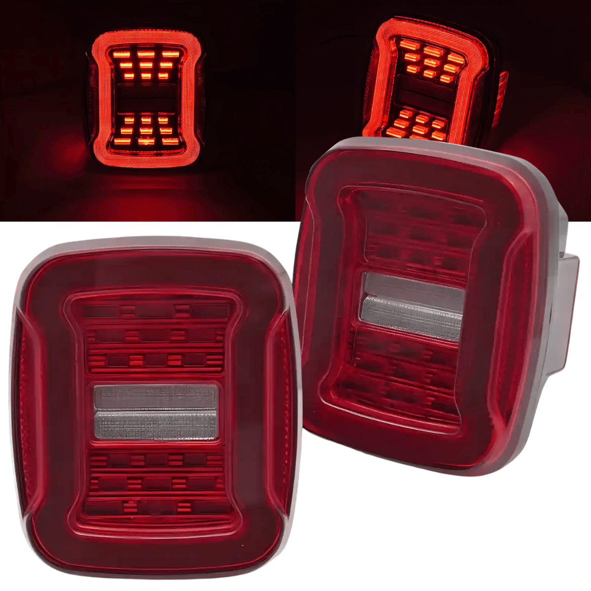 Voll LED Rückleuchten Set Rot für Jeep Wrangler YJ 1991–1996 & TJ 1996–2006 mit dynamischem Blinker