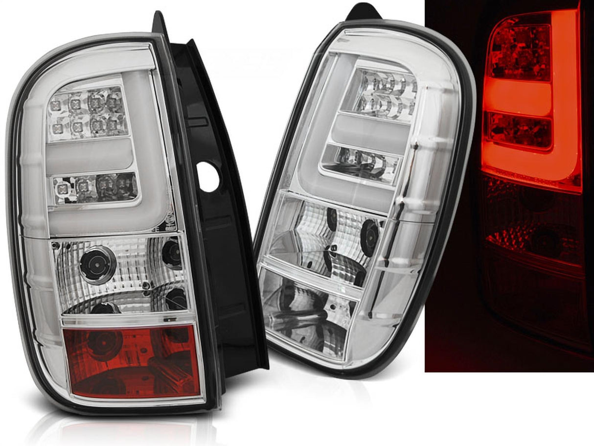 LED Lightbar Rückleuchten für Dacia Duster Chrom mit rotem Akzent und Lichtleiter