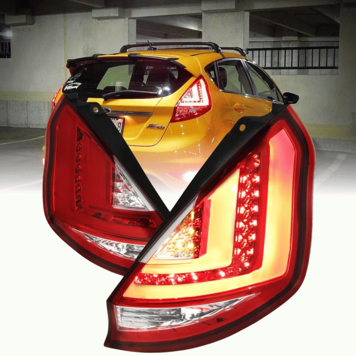 LED Lightbar Rückleuchten Set für Ford Fiesta MK7 Facelift rot 2012-2016