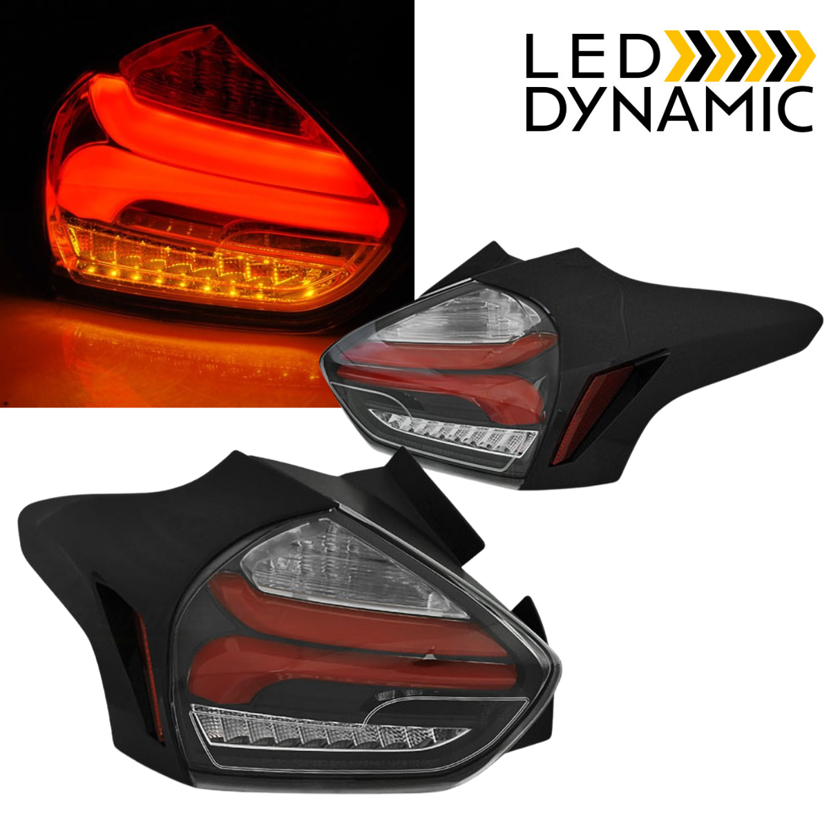 Voll LED Rückleuchten Set in schwarz rot für Ford Focus MK3 ab 2014-2018 - dynamische LED Blinker