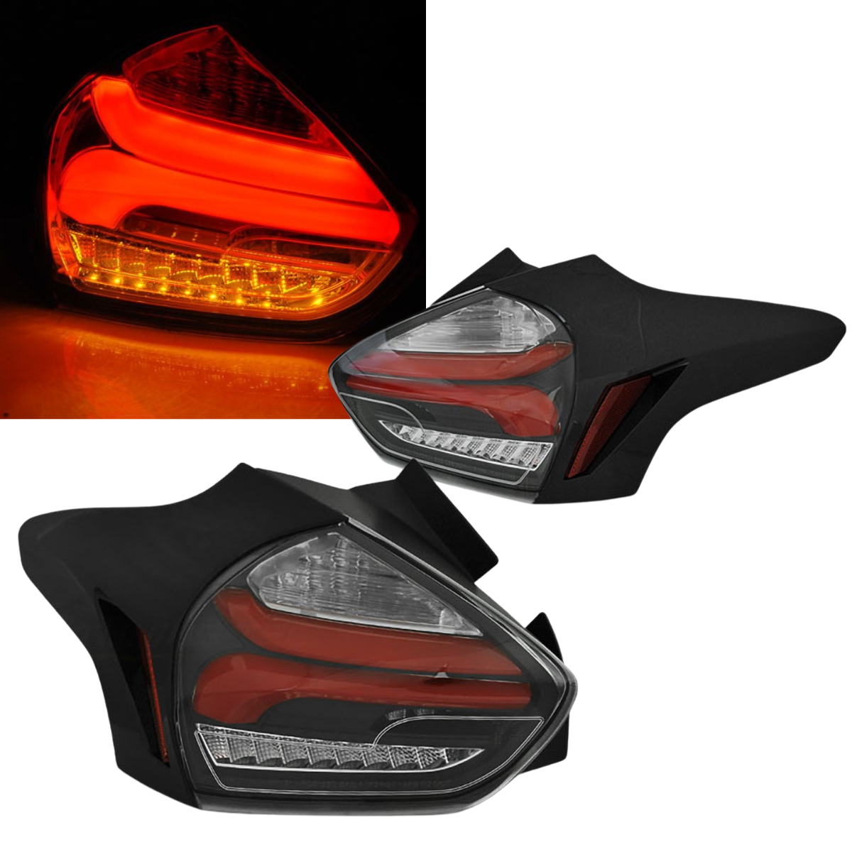 Voll LED Rückleuchten Set in schwarz rot für Ford Focus MK3 ab 2014-2018 - dynamische LED Blinker