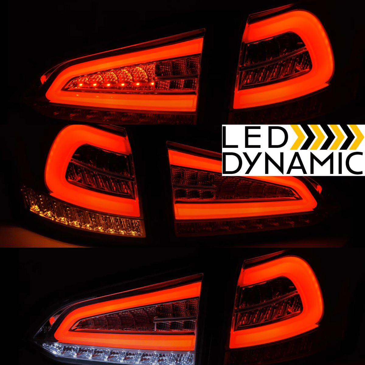 Voll LED Rückleuchten Set Chrom für Ford Focus MK3 Kombi 2011-2018 mit dynamischen Blinkern