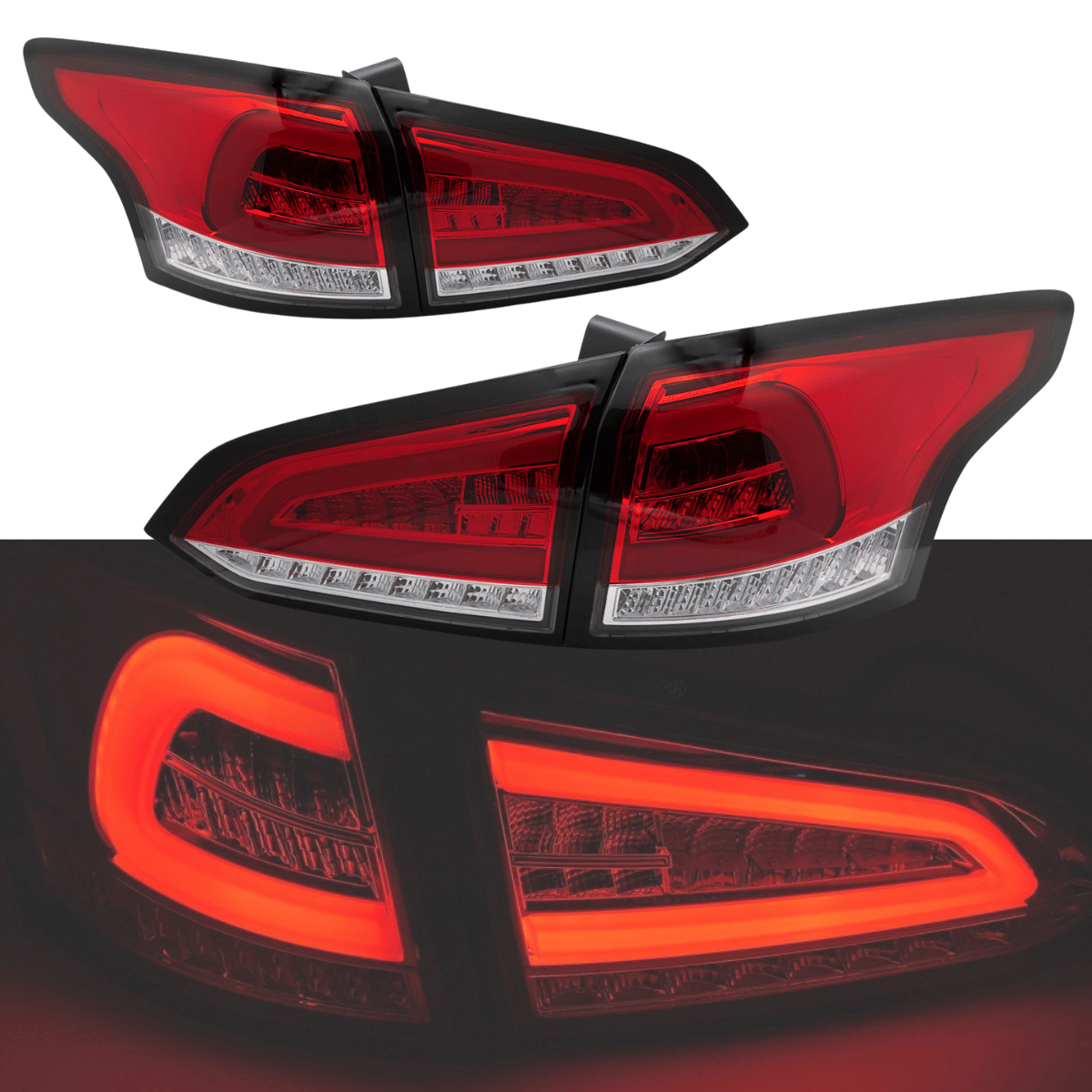 Voll LED Rückleuchten Set rot / weiß für Ford Focus MK3 Kombi 2011-2018 mit dynamischen Blinkern