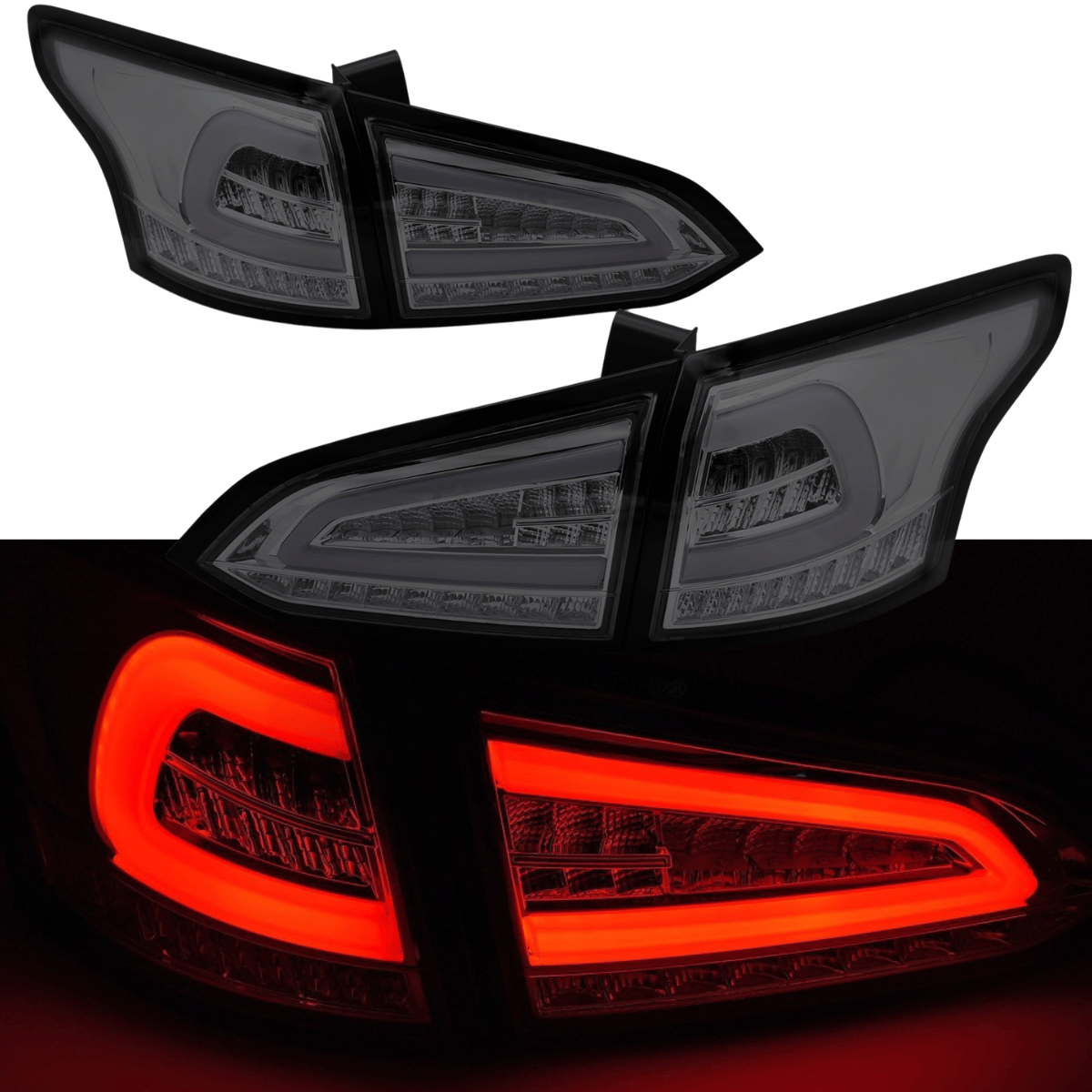Voll LED Rückleuchten Set smoke für Ford Focus MK3 Kombi 2011-2018 mit dynamischen Blinkern