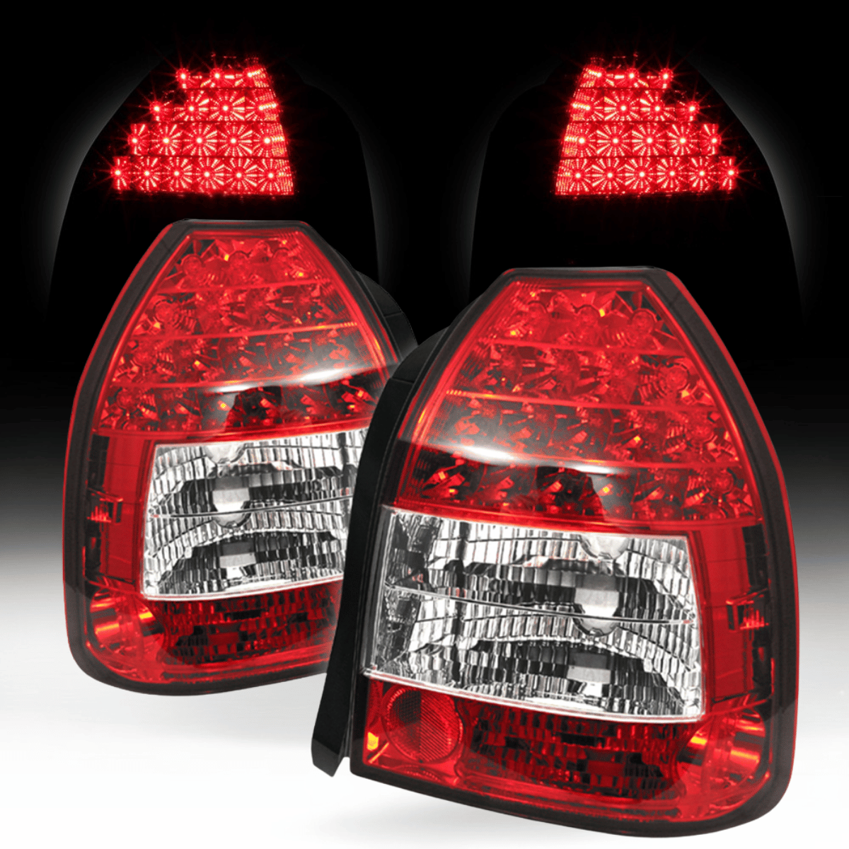 LED Rückleuchten Set in Klarglas rot für Honda Civic EJ9 EK3 EK4 09/1995-02/2001 3-Türer