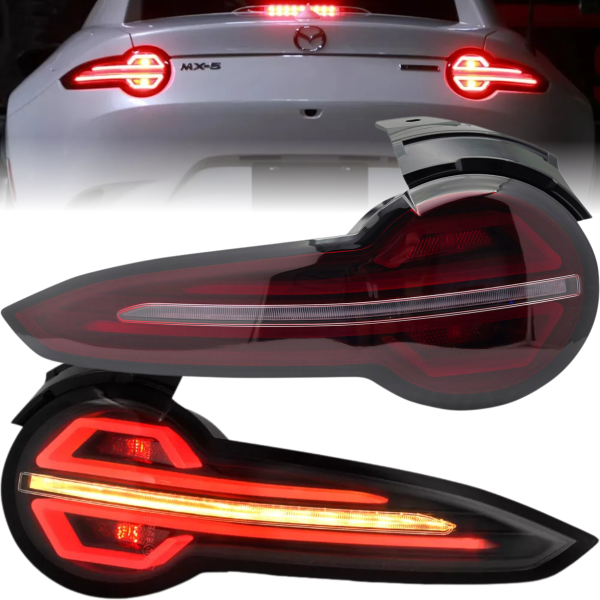 Voll LED Rückleuchten Set Rot-Smoke für Mazda MX5 ND 2015-2023 Dynamischer Blinker