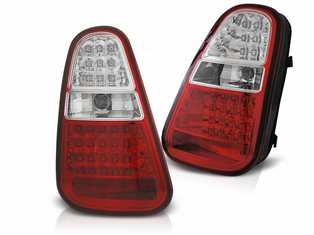 LED Rückleuchten für Mini Cooper R50 R53 R56 rot mit Klarglas und Chrom-Akzenten