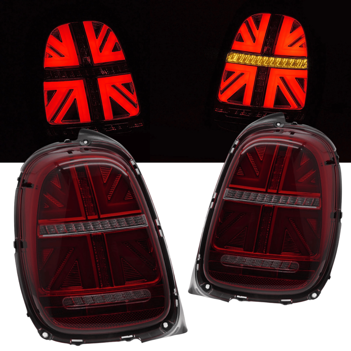 Voll LED Rückleuchten Set Rot Smoke für MINI Cooper F55 F56 F57 2014-2017 6-Pin Dynamischer Blinker & Lightbar