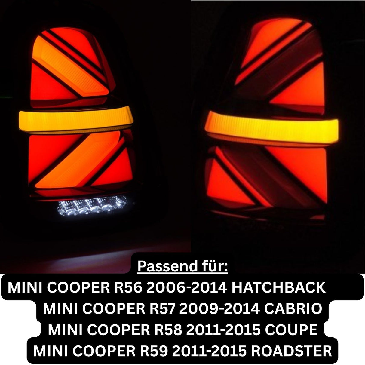 leuchten LED rot schwarz Tuning CR-Tuning für Mini Cooper R56-R59 Rück