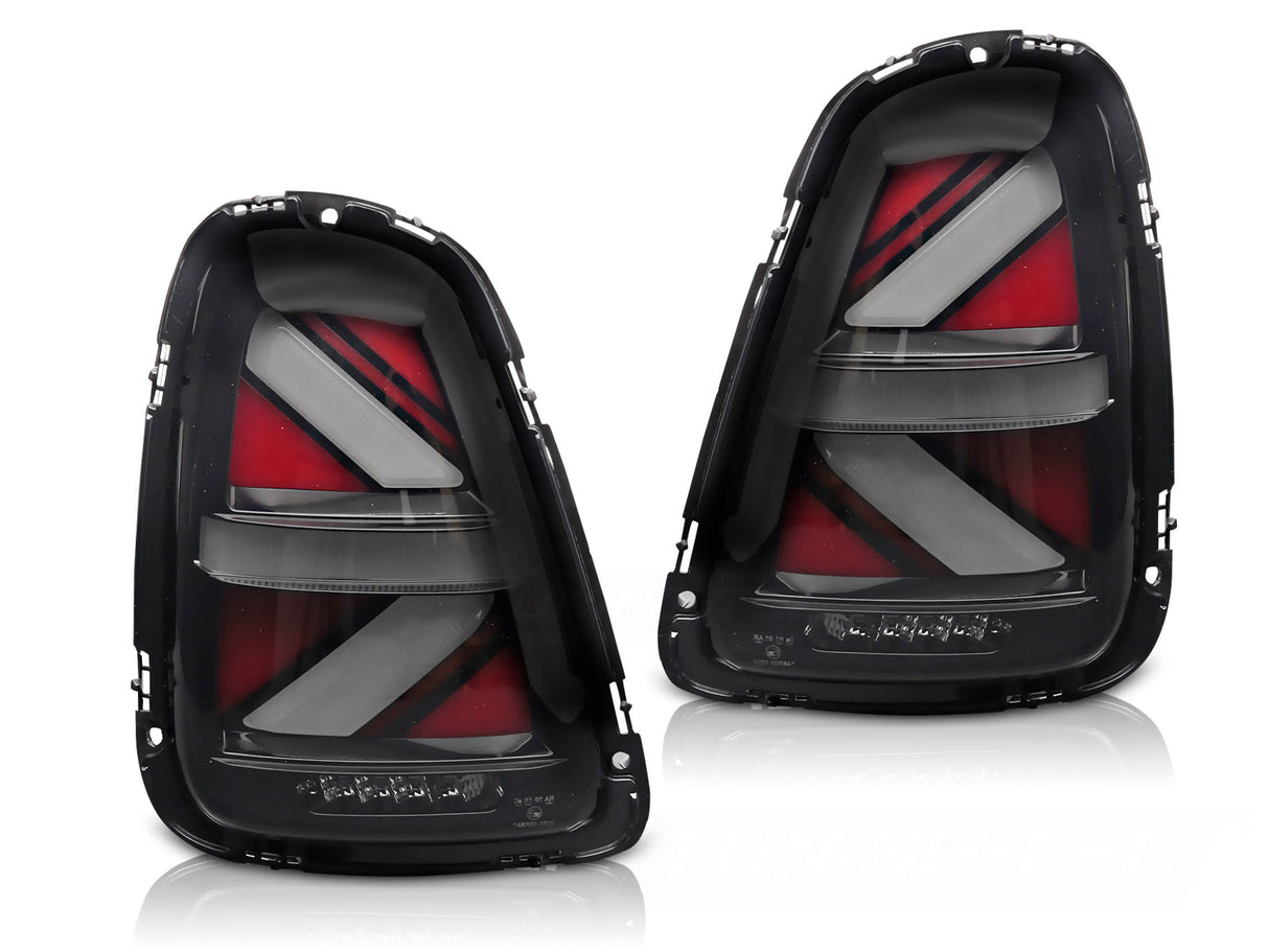 Voll LED Rückleuchten Set für MINI Cooper R56 R57 R58 R59 2006-2014 smoke mit Union Jack Design