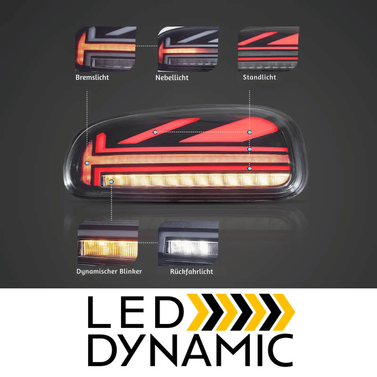 Voll LED Rückleuchten Set in Smoke für MINI Cooper F54 2015-2019 mit Dynamischer Blinker & Lightbar