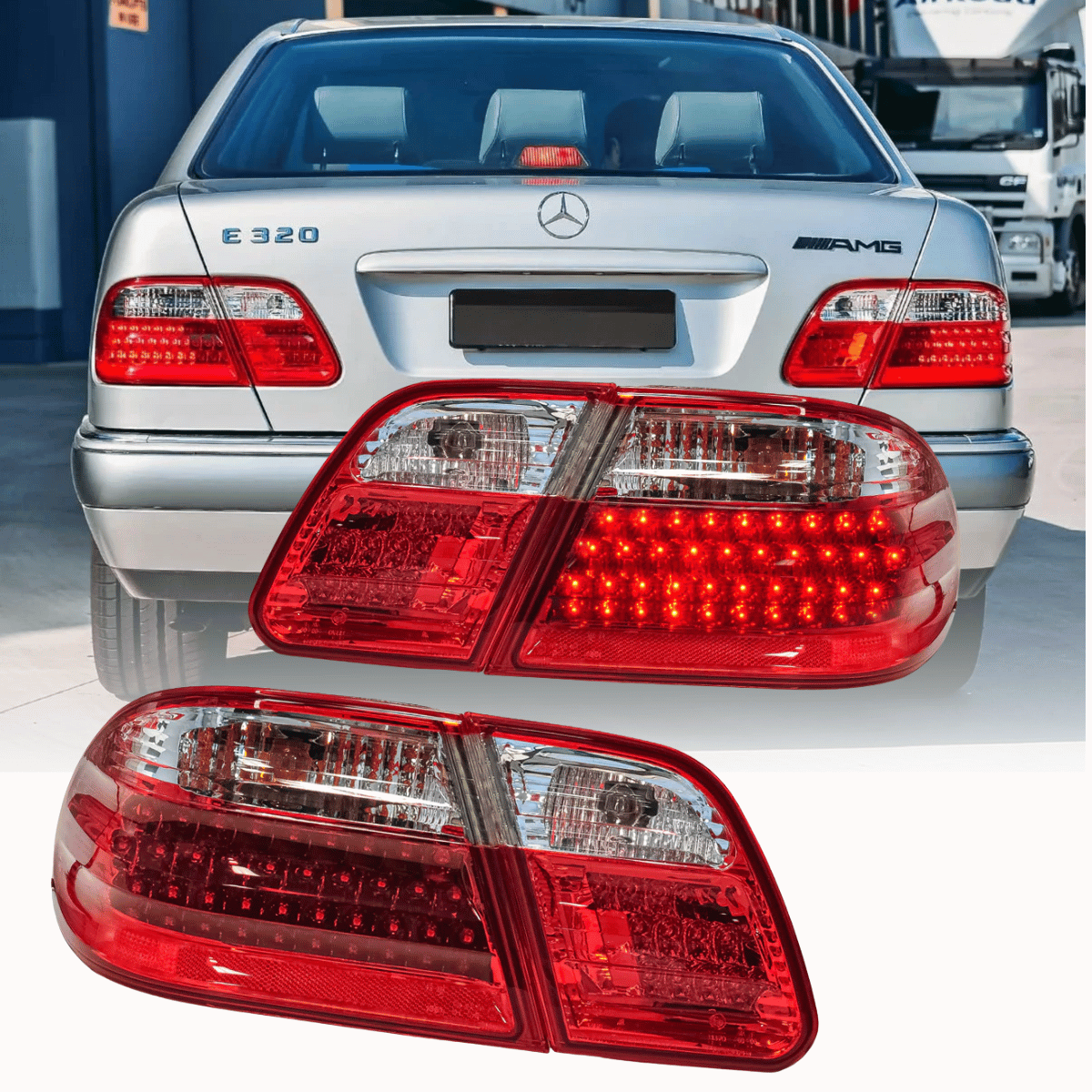 LED Rückleuchten rot weiß für Mercedes W210 E-Klasse 1995-2002, Tuning Zubehör