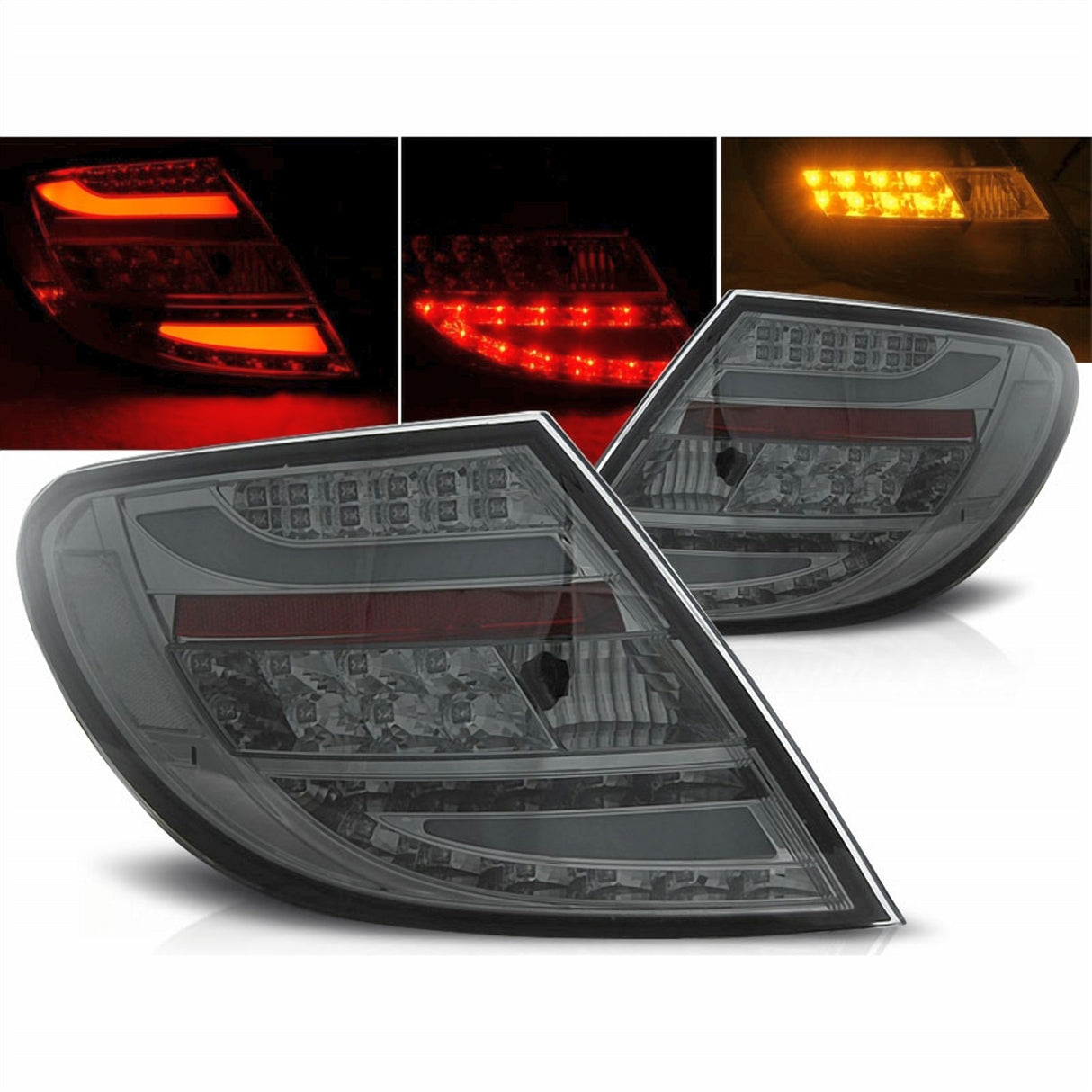 LED Lightbar Rückleuchten in smoke für Mercedes C-Klasse W204 Limo 2007-2010