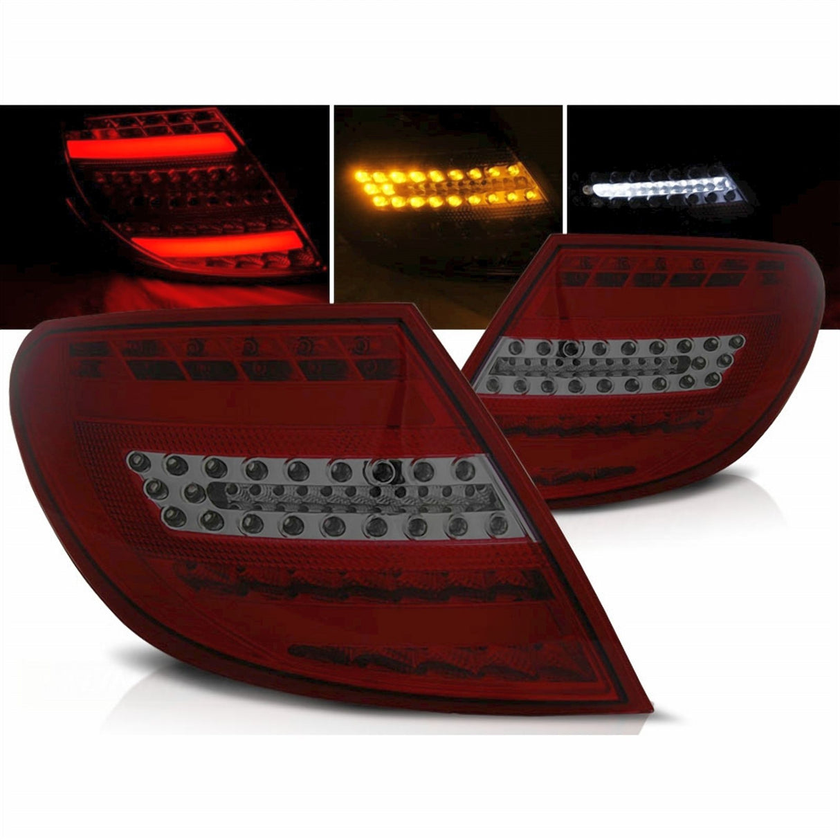 LED Lightbar Rückleuchten rot für Mercedes C-Klasse W204 Limo 2007-2010, Rückleuchten mit Lightbar Design