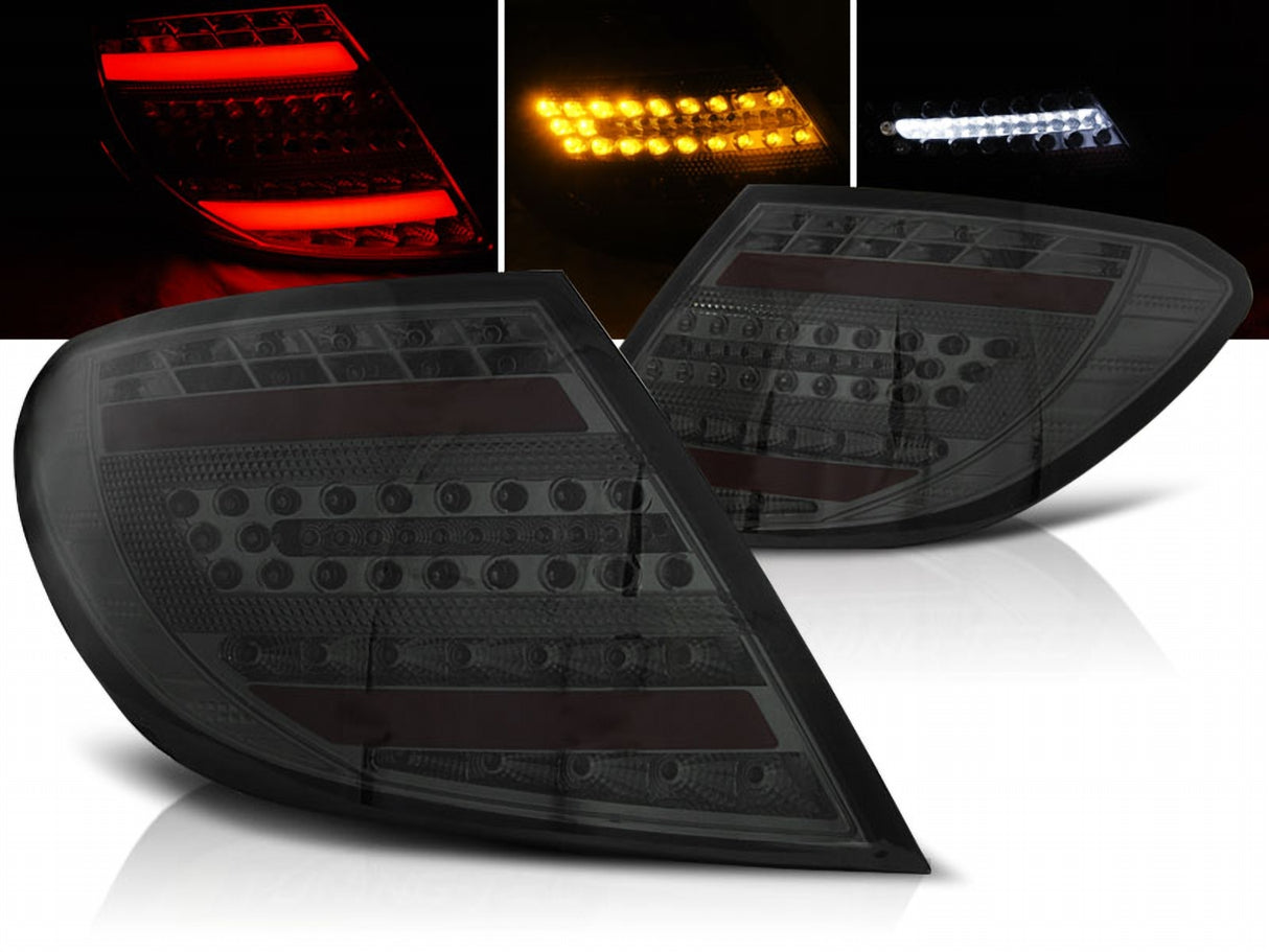 LED Lightbar Rückleuchten smoke Mercedes C-Klasse W204 Limo 07-10 mit roten und gelben LEDs