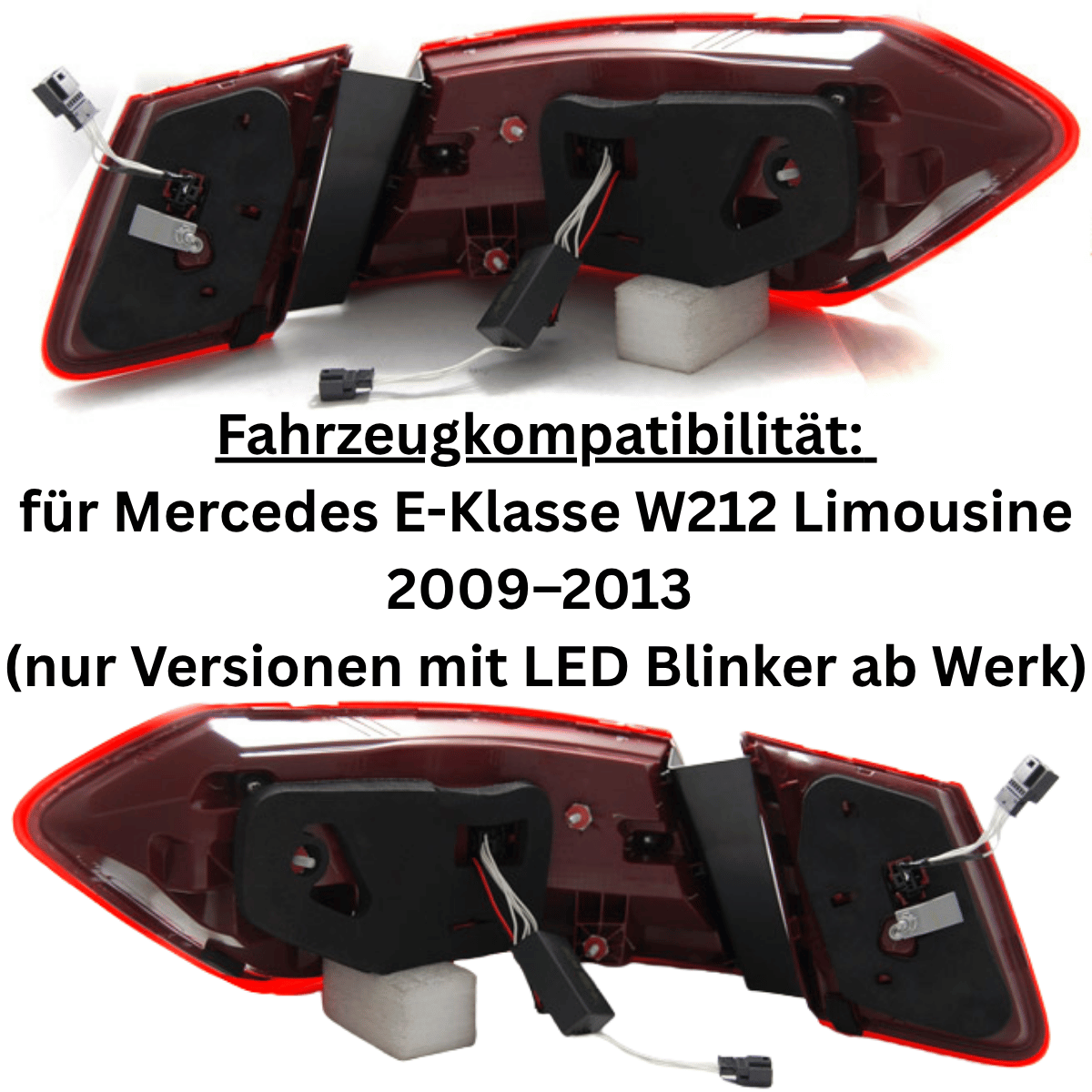 Voll LED Rückleuchten Set Rot für Mercedes E-Klasse W212 Limo 2009–2013 mit LED Lightbar & Dynamischem Blinker