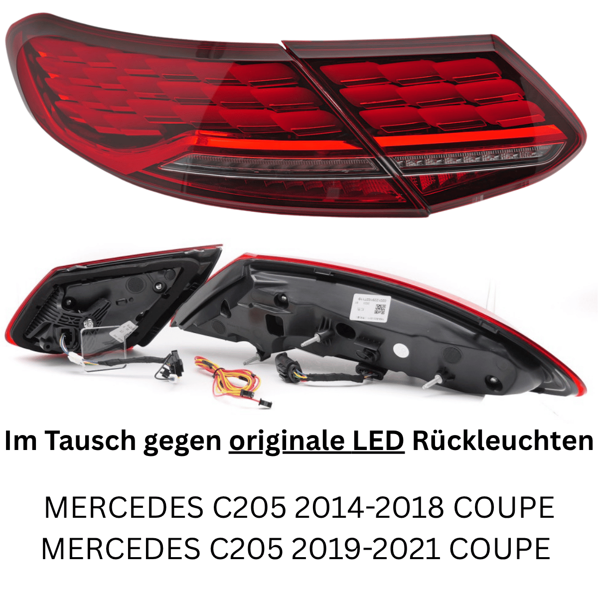 Voll LED Rückleuchten Set Rot für Mercedes C-Klasse C205 Coupé 2014–2021 mit Welcome Light & Dynamischen LED Blinkern