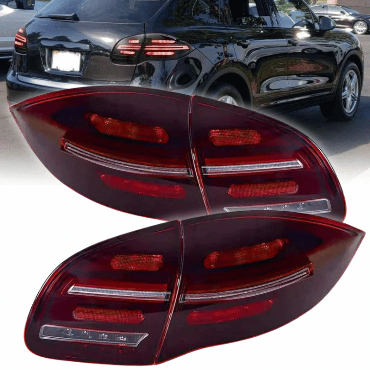 Voll LED dynamische Blinker Rückleuchten Set für Porsche Cayenne 92A 2010-2015 Rot