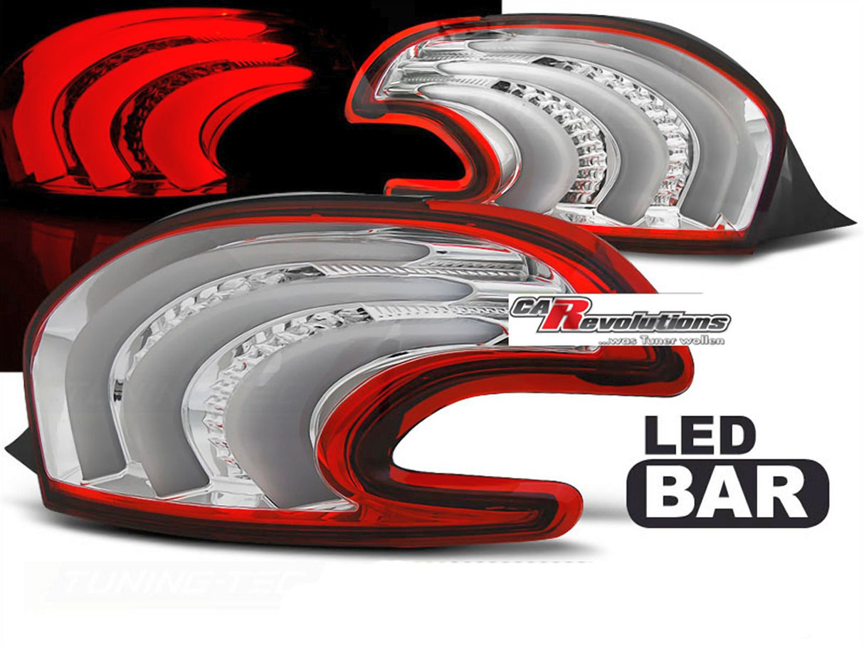 LED Lightbar Rückleuchten rot chrom Peugeot 208 4.12-06.15, Tuning Zubehör