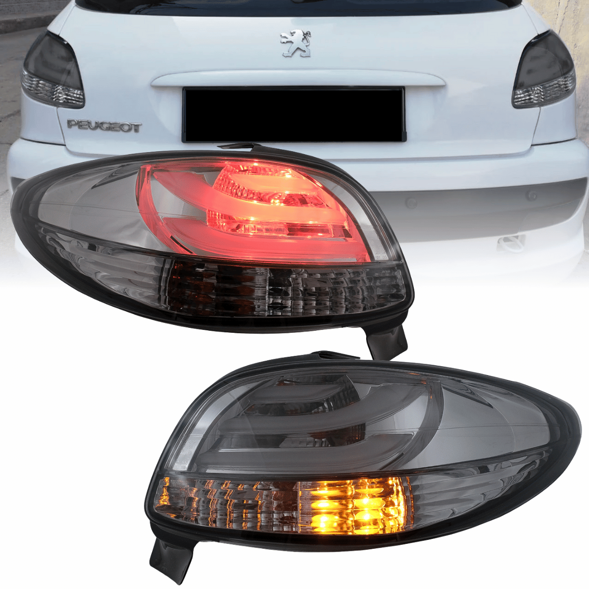 LED Light Bar Rückleuchten smoke für Peugeot 206 10.1998-2003 3+5 Türer - CR Tuning