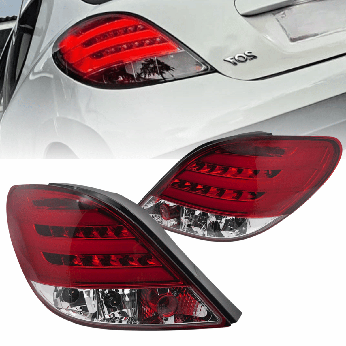 LED LightBar Rückleuchten in Rot-Weiß für Peugeot 207 05.2006-06.2009 kein CC SW