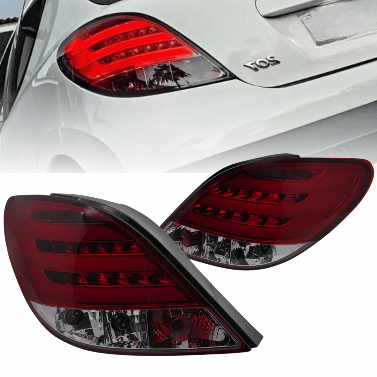 LED LightBar Rückleuchten in Rot-Smoke für Peugeot 207 05.2006-06.2009 kein CC SW
