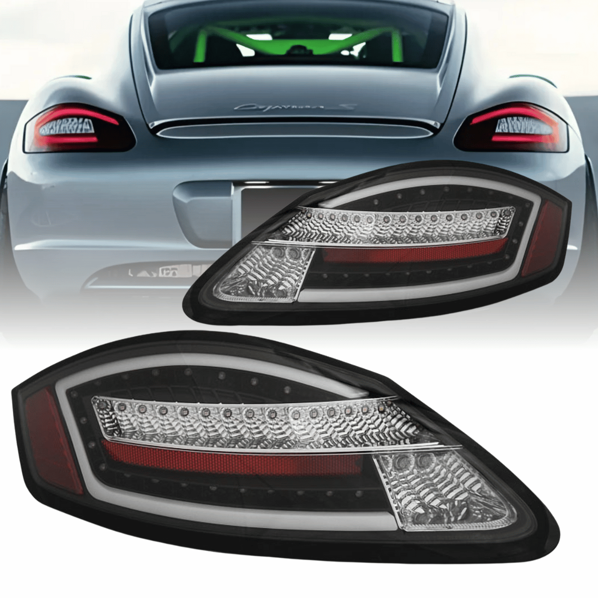 Voll LED Rückleuchten Set Schwarz Porsche Boxster Cayman 987 mit dynamischen Blinkern