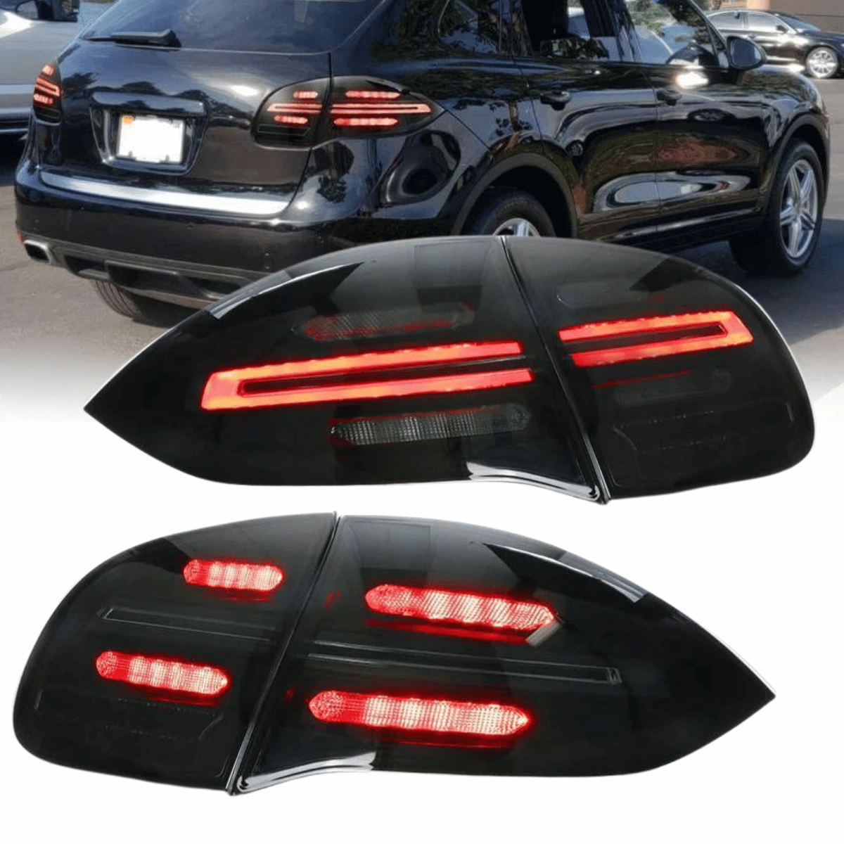 Voll LED Rückleuchten Set Smoke für Porsche Cayenne 2010–2015 mit Dynamischen Blinkern