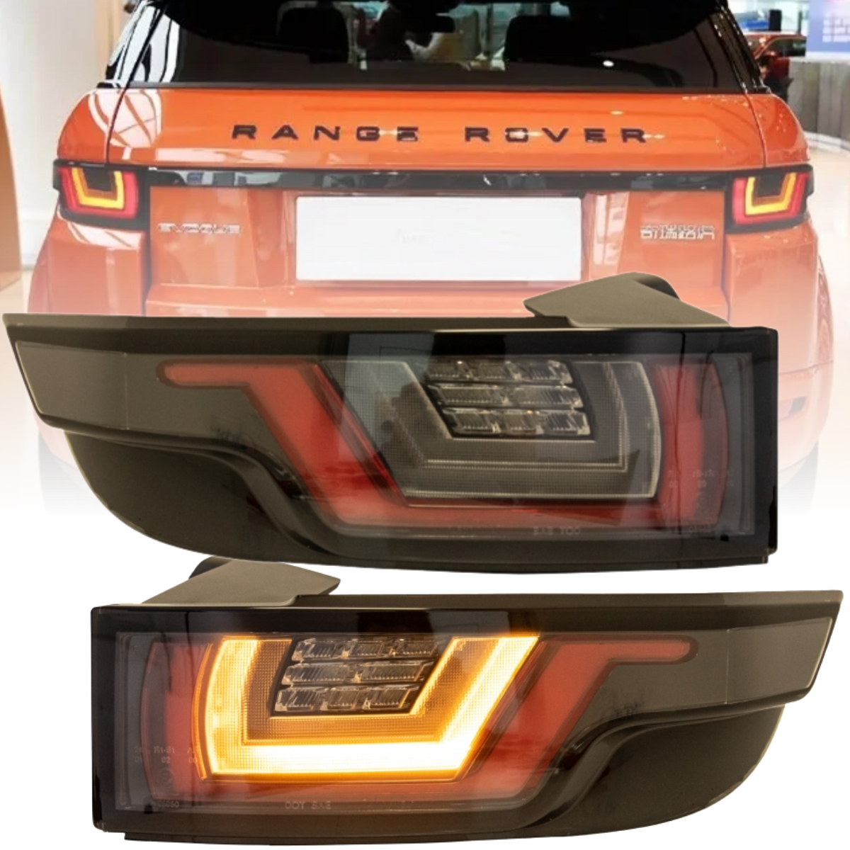 Voll LED Rückleuchten Set für Land Rover EVOQUE 2011-2018 in Klar-Schwarz Dynamische Blinker & Lightbar