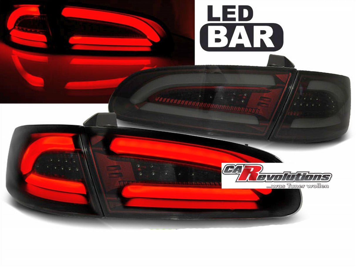 Led LightBar Rückleuchten in rot matt für Seat Ibiza 6L 2002-2008- E-Zeichen red smoke