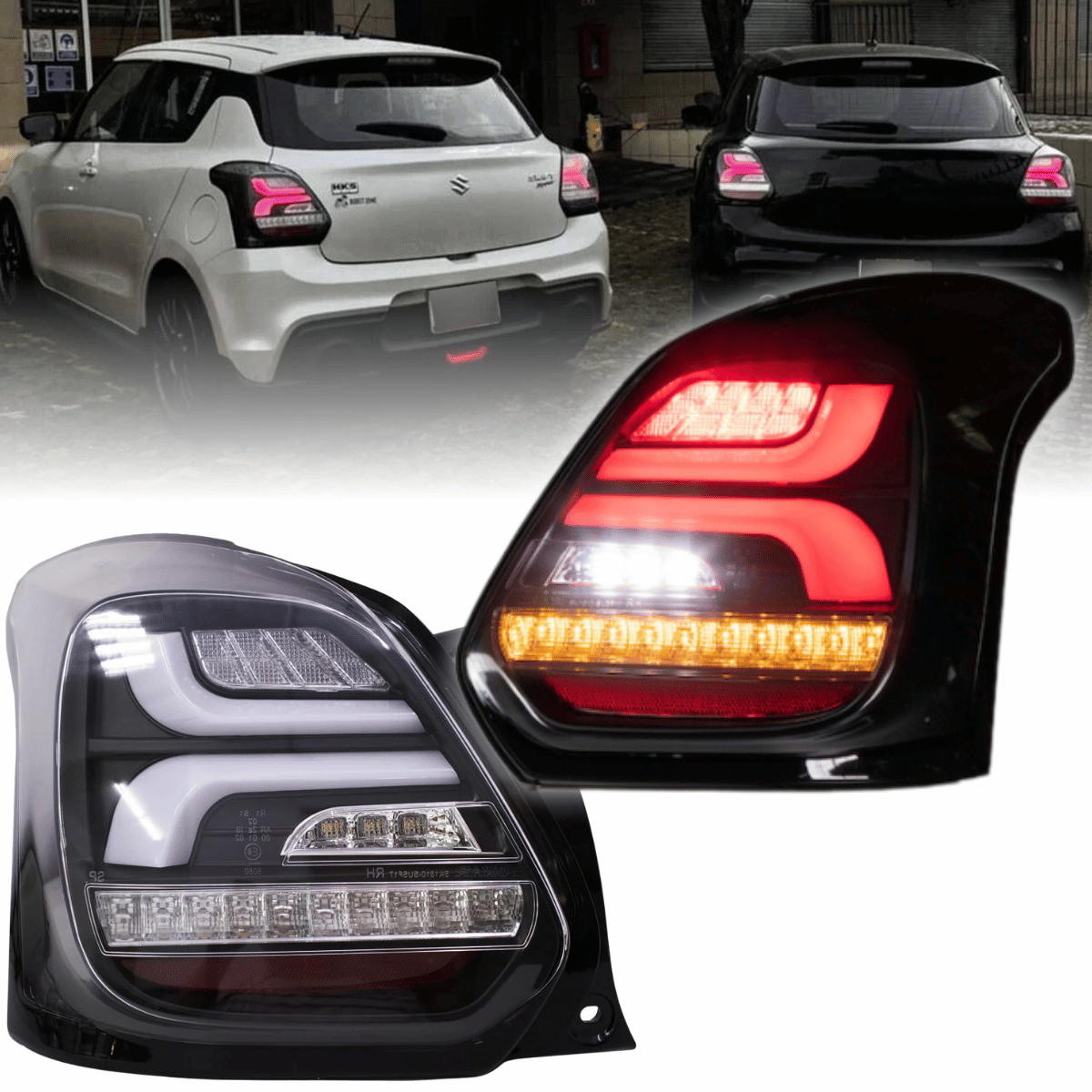 Voll LED Rückleuchten Set Schwarz dynamischer Blinker für Suzuki Swift AZ 2017-2025