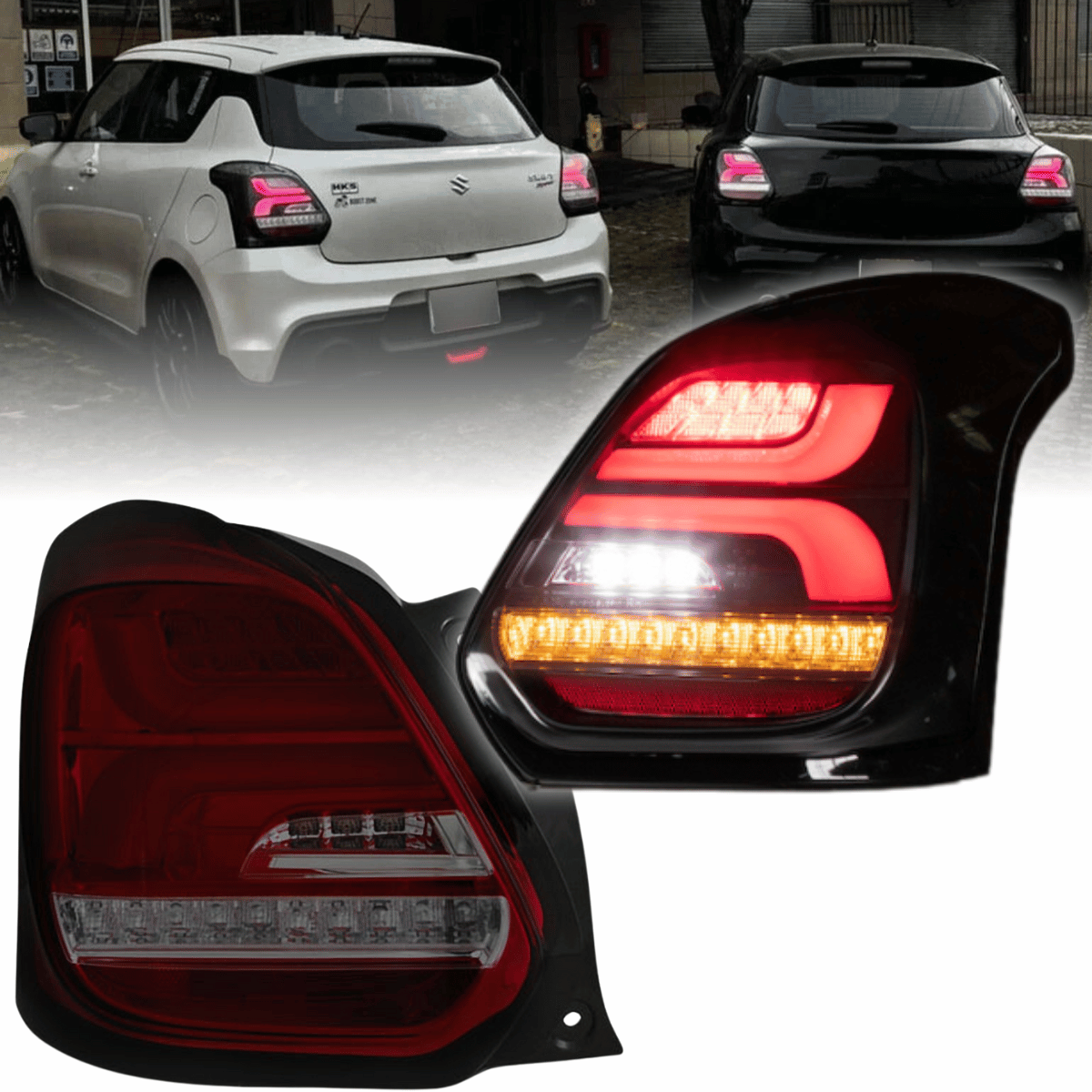 Voll LED Rückleuchten Set Rot Smoke dynamischer Blinker für Suzuki Swift AZ 2017-2025