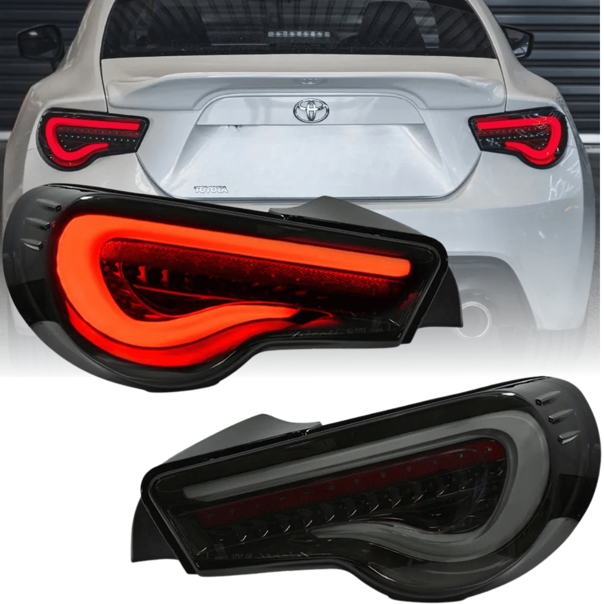 Voll LED Rückleuchten Set Schwarz-Smoke für GT86 2012–2021 mit LED Lightbar & Dynamischen Blinkern