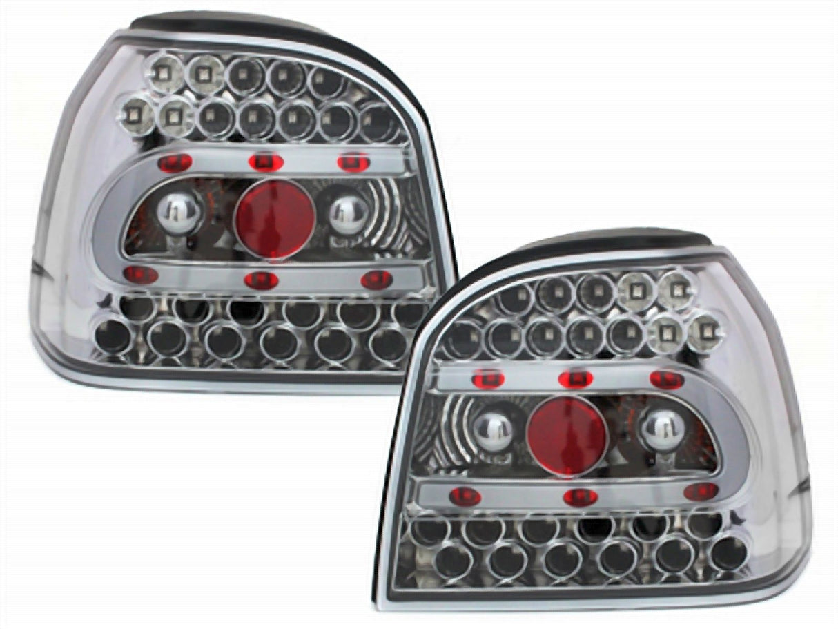 LED Rückleuchten für VW Golf 4, Klarglas Chrom, Tuning Zubehör