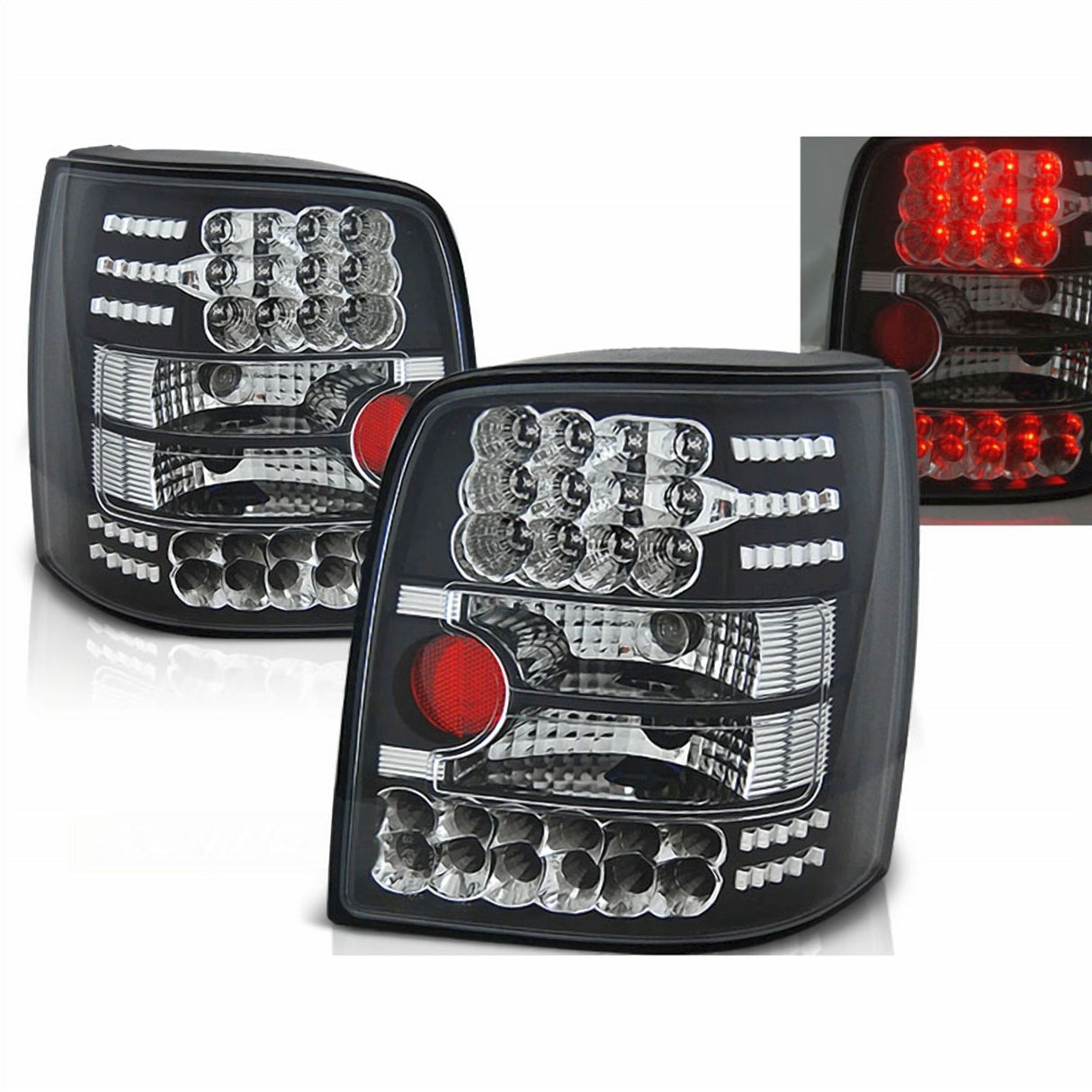 LED Rückleuchten schwarz VW Passat 3B Variant 97-01 mit roten Reflektoren und vielen LEDs