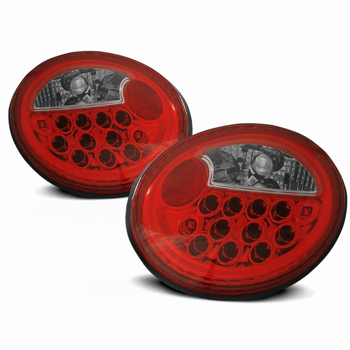 LED Rückleuchten oval rot für KFZ Tuning, Paar, mit vielen Leuchtelementen